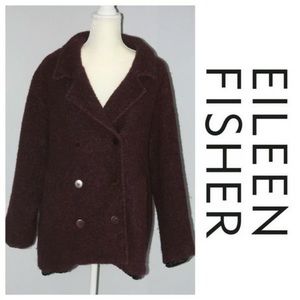 Eileen Fisher Burgundy Wool Coat Medium